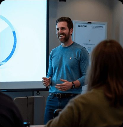 David presenting a strategy session